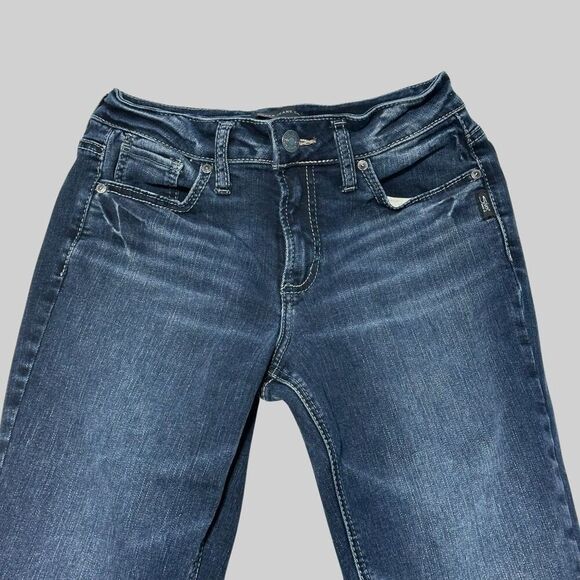 SILVER Suki Womens Jeans Denim‎ Size 27 Slim Bootcut Whiskering Stretchy - Picture 2 of 10